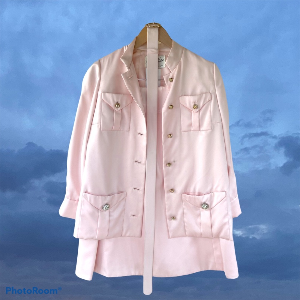 Vintage Pink Skirt Suit with Matching Belt